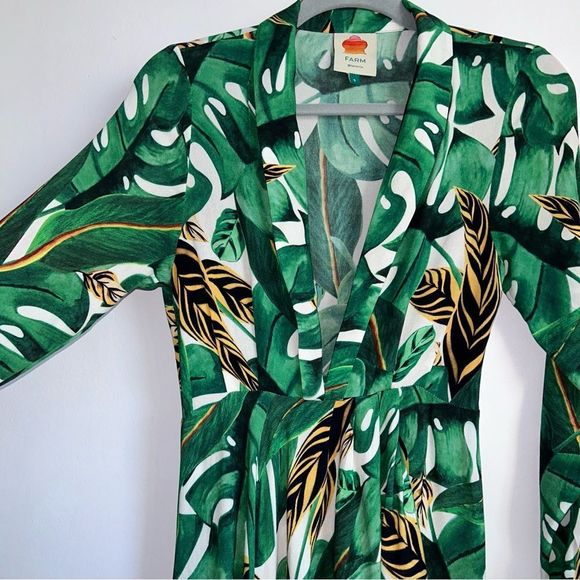 FARM Rio Green Leaf Print Maxi Dress sm - Picture 6 of 11